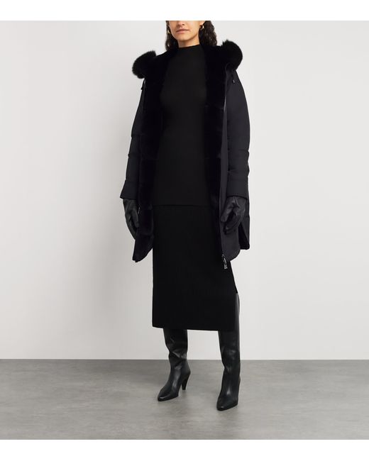 Yves Salomon Blue Fox-Rabbit Fur-Trim Parka