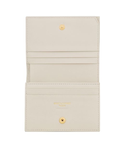Saint Laurent Natural Quilted Leather Monogram Wallet
