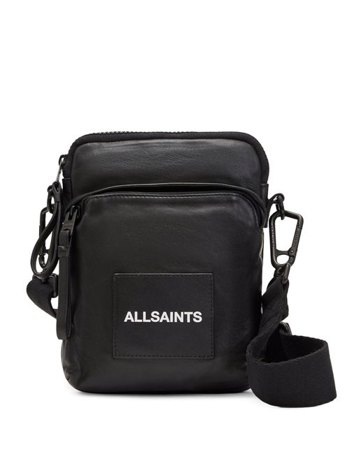 AllSaints Black Leather Falcon Cross-body Bag for men