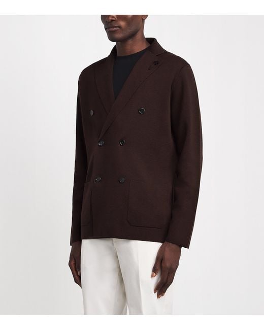 Lardini Brown Virgin Wool Double-Breasted Cardigan for men