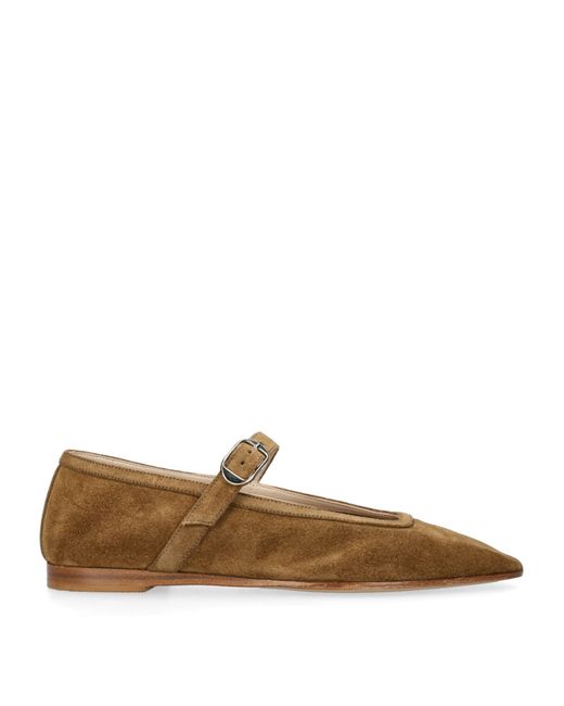 Le Monde Beryl Brown Suede Mary Jane Ballet Flats