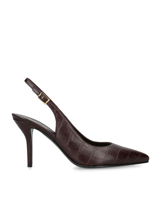 Gina Brown Croc-Embossed Leather Garland Slingback Pumps 85