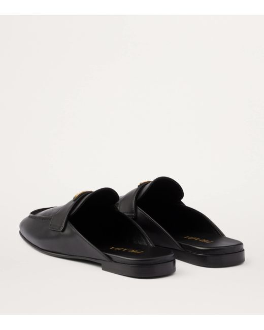 Prada Black Leather Triangle Slippers