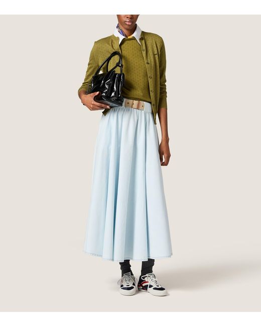 Miu Miu Green Cashmere-Silk Pointelle Cardigan