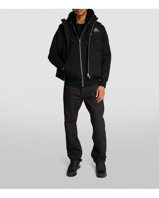 Moose Knuckles Black Padded Zip-Front Hoodie for men
