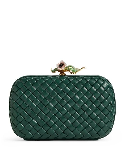 Bottega Veneta Green Exclusive Lambskin Flower Minaudiere Clutch Bag