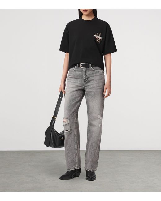 AllSaints Black Valen Etta Oversized T-Shirt