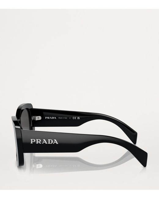 Prada Black Acetate Geometric Sunglasses