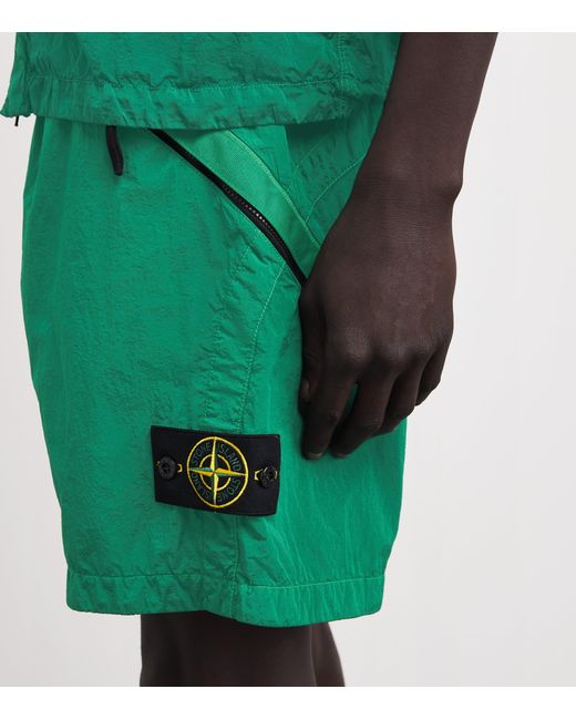 Stone Island Green Nylon Bermuda Shorts for men