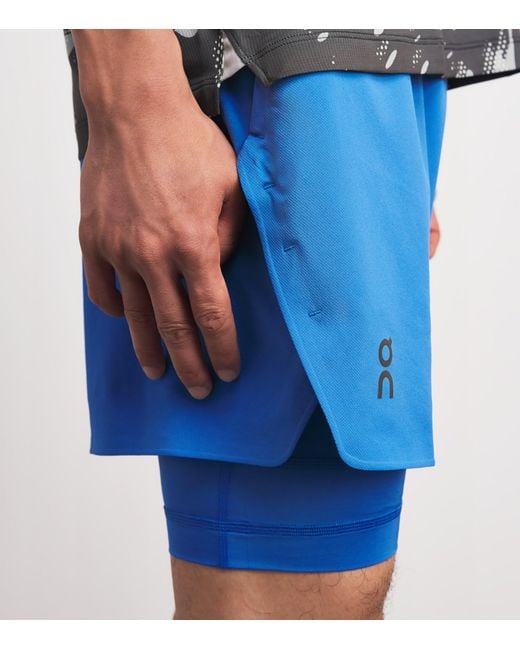 On Shoes Blue 2-In-1 Train Shorts for men