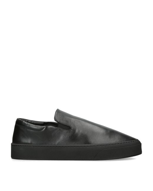 The Row Black Leather Dean Sneakers for men