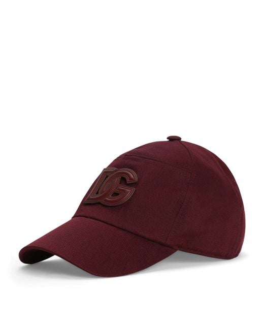 Dolce & Gabbana Red Cotton-Blend Logo Baseball Cap for men