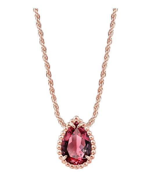 Boucheron Metallic Small Rose And Garnet Serpent Bohème Motif Necklace