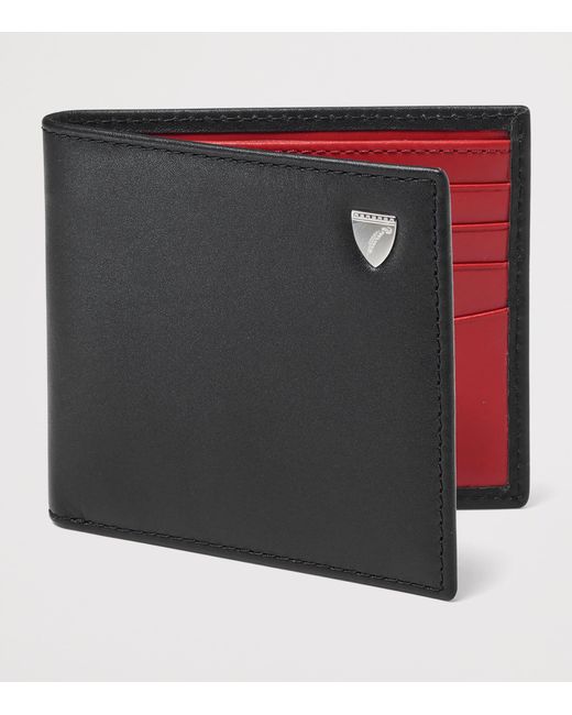Aspinal Black Leather Bifold Wallet for men