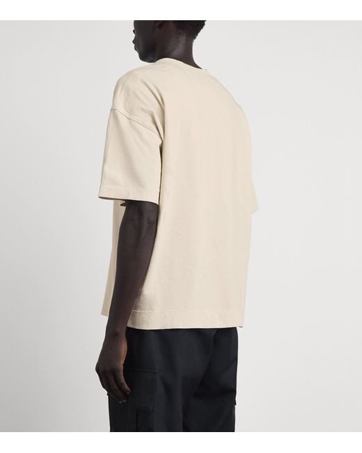 C P Company White Cotton Embroidered Logo T-Shirt for men
