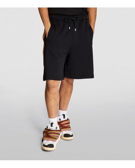 Lanvin Black Embroidered-tape Curb Shorts for men
