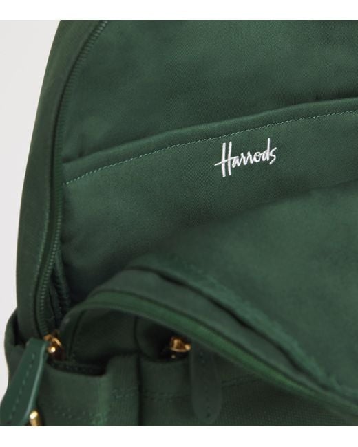 Harrods Green Cotton Embroidered Emblem Backpack