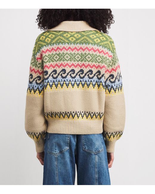Polo Ralph Lauren Metallic Cotton-Wool-Blend Fair Isle Sweater