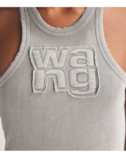 Alexander Wang White Distressed Logo Maxi Dress