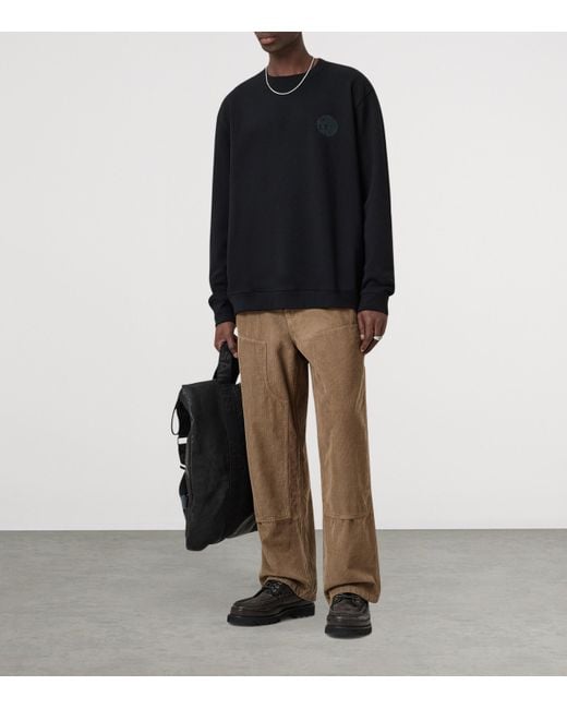 AllSaints Black Organic Cotton Waved Sweatshirt for men