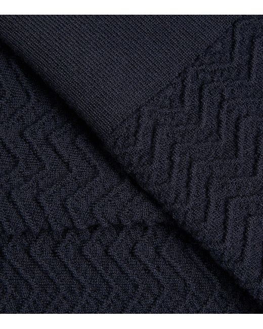 Giorgio Armani Blue Suede Virgin Wool-Sleeve Bomber Jacket for men