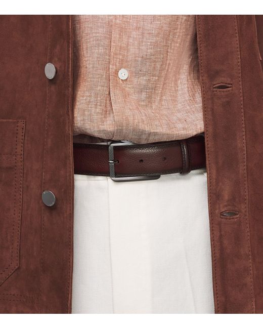 Elliot Rhodes Brown Grained Leather Belt for men