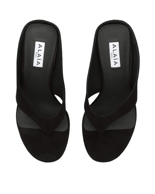 Alaïa Black Suede Cube Wedge Sandals 75