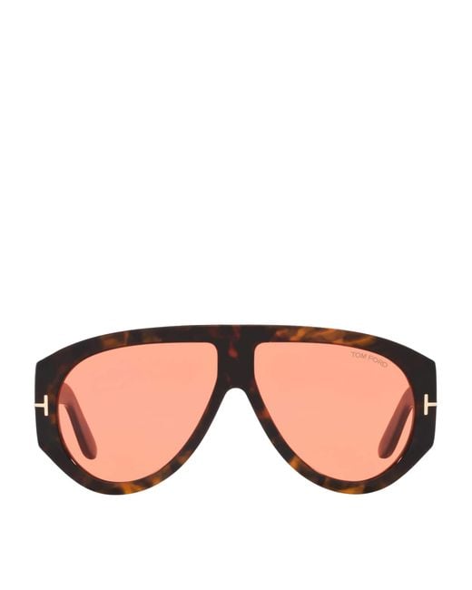 Tom Ford Brown Tortoiseshell Bronson Aviator Sunglasses for men