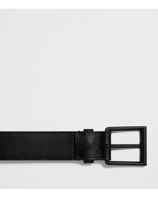 Bottega Veneta Black Leather Intrecciato Piccolo Belt for men