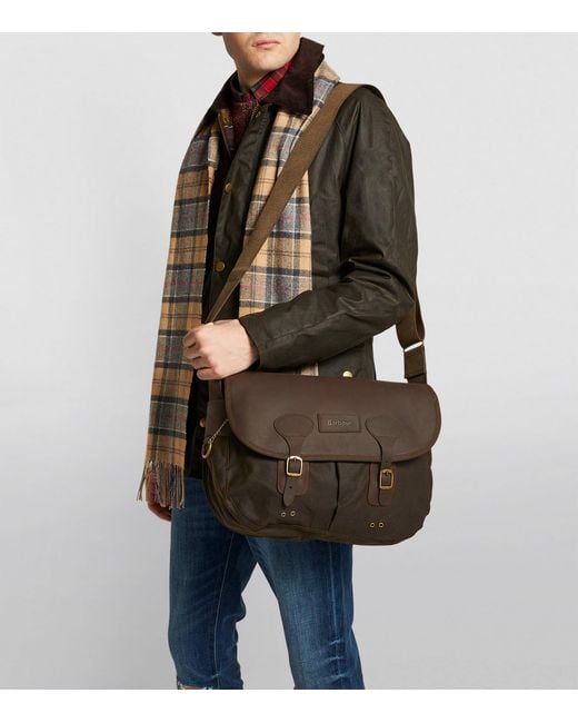 Barbour Brown Waxed Tarras Messenger Bag for men
