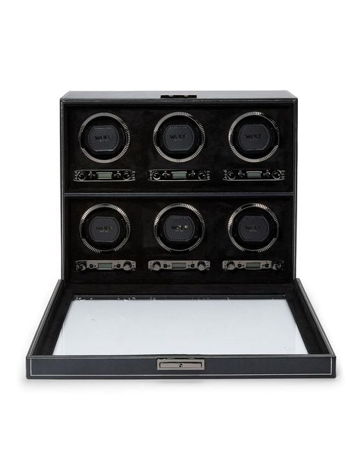 Wolf Black British Racing 6-Piece Watch Winder