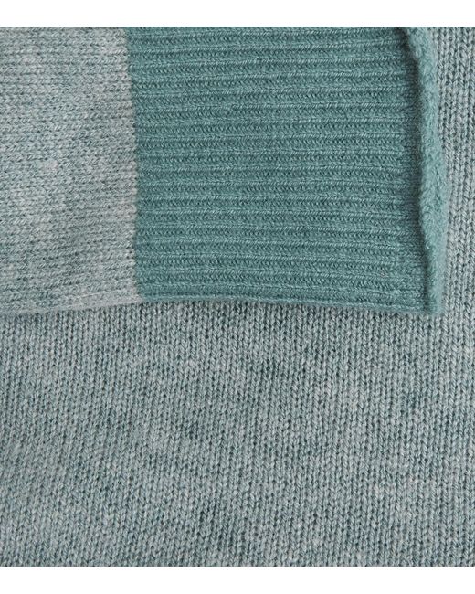 Emporio Armani Blue Wool-Cashmere Contrast-Stitch Sweater for men
