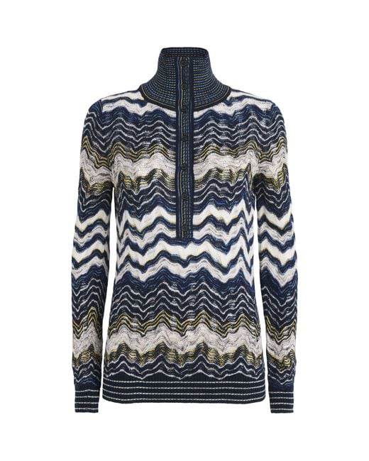 Missoni Blue Wool-Blend Jacquard Sweater