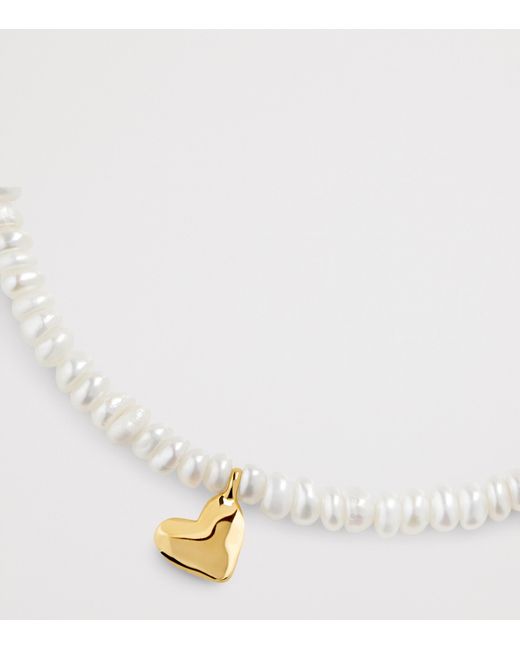 Monica Vinader White Vermeil And Freshwater Pearl Heart Bracelet