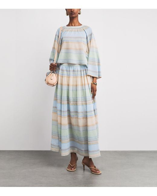 Zimmermann Blue Indra Stripe Maxi Skirt