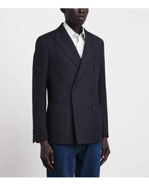 Lardini Blue Wool Double-Breasted Blazer for men