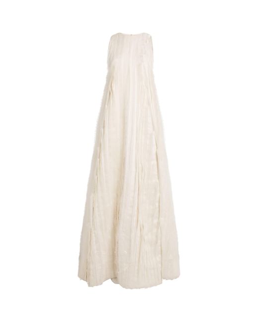Amir Al Kasm White Shredded-Effect A-Line Gown