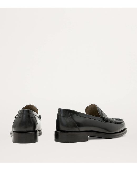 AllSaints Black Leather Bloom Loafers