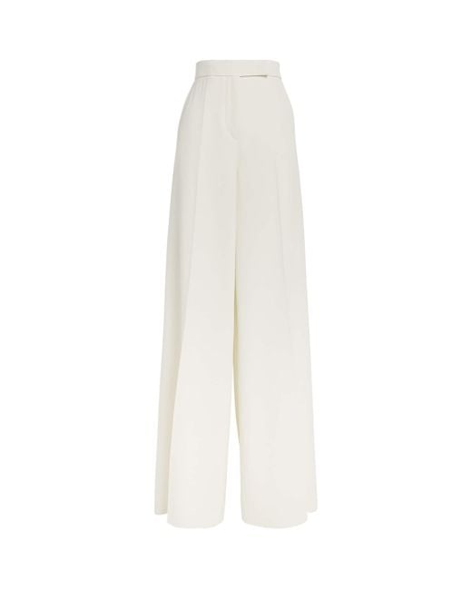 Max Mara White Wool Wide-Leg Tailored Trousers