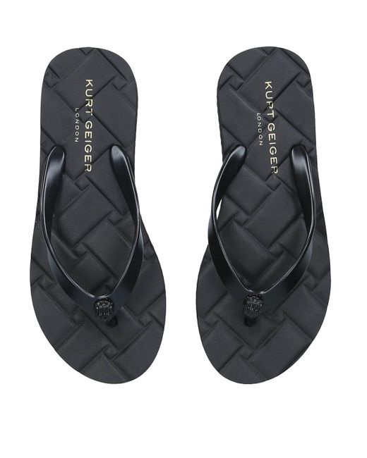 Kurt Geiger Black Kensington Q Two-Post Rubber Flip Flops