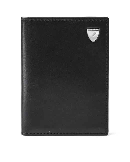 Aspinal Black Leather Double Fold Card Holder