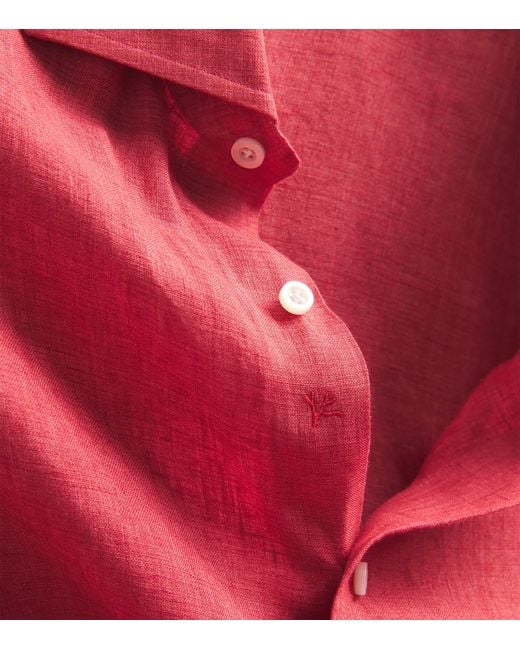 Isaia Red Linen Shirt for men