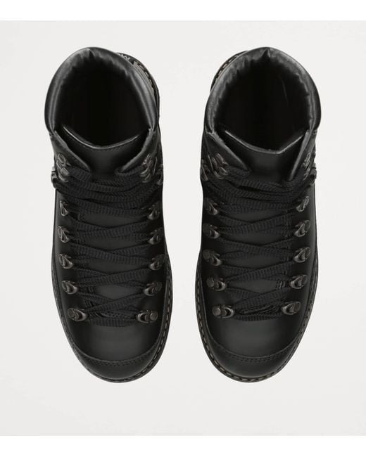 Moncler Black Leather Peka Trek Hiking Boots for men