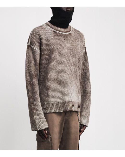 Represent Brown Wool Distressed Sweater for men
