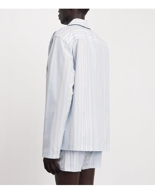 Calvin Klein White Cotton Poplin Stripe Pyjama Top for men