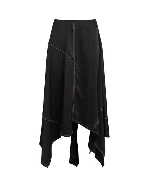 AllSaints Black Asymmetric Agnes Midi Skirt