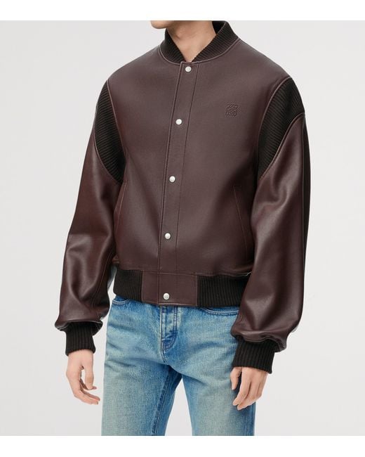 Loewe Brown Lamb Skin Bomber Jacket for men