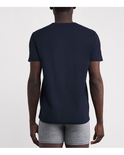 Emporio Armani Blue Pure Cotton V-Neck T-Shirts for men