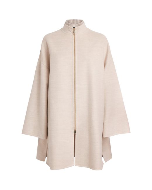 Fabiana Filippi Natural Merino Wool Sequin-Collar Coat