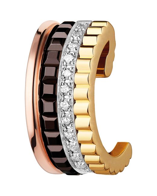 Boucheron Metallic Small Mixed And Diamond Quatre Classique Single Ear Clip
